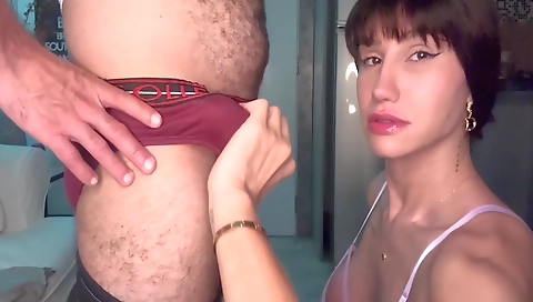 Horny shemale gets fucked hard and gets a creampie