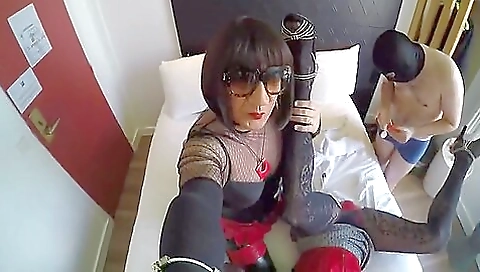 Sexy blonde teen in stockings gets a facial and creampie