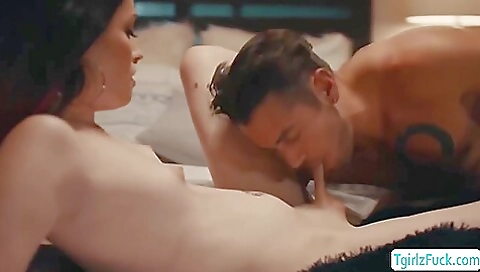 Horny brunette babe sucks and rides her partner's dick