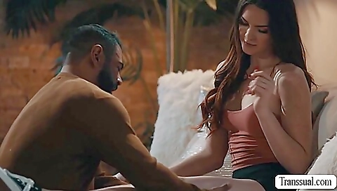 Step fantasy with a hot brunette in a black dress and stockings