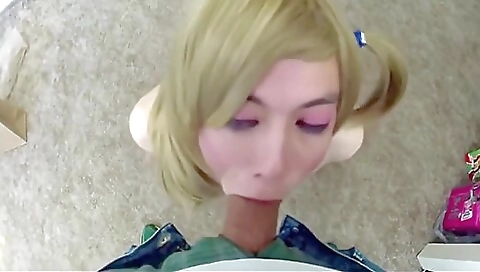 Blonde amateur milf fucks a guy with a deep throat