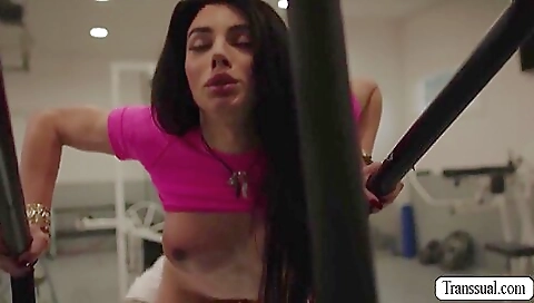 Brunette hottie has an anal sex session at the gym