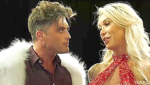 A hot blonde gets on top of her boyfriend for some fun