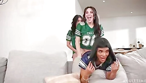 Cute brunette and her step brother get a threesome